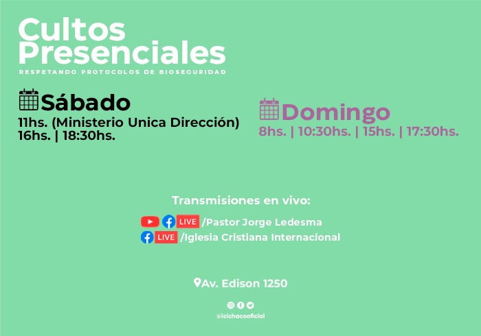 Nuevos Horarios de Reuniones Presenciales de ICI este fin de semana