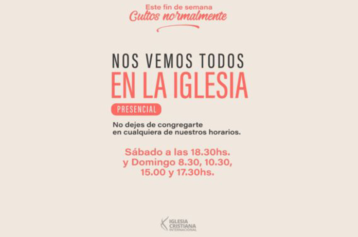Cultos normales presenciales este fin de semana en ICI